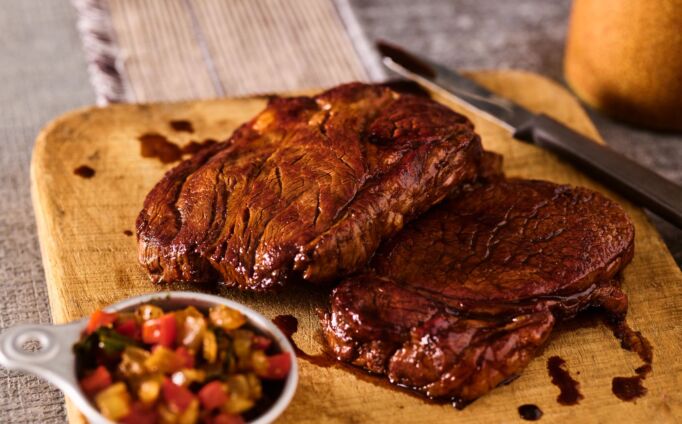 Blackstrap Steaks with Caramelized Onions