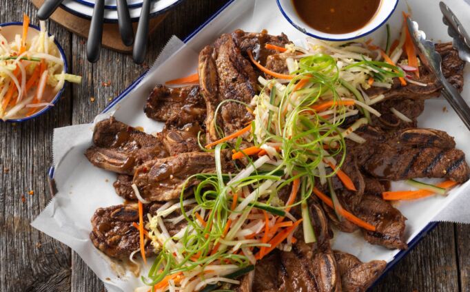 Korean-Style Beef Short Ribs with Pickled Vegetables